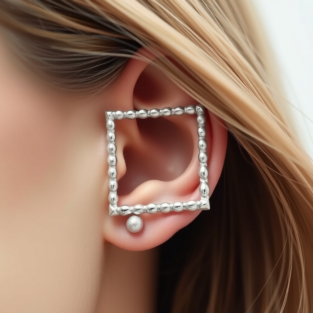 AI generated ear piercing design - Delicate Floral Scroll Ear Piercing - free piercing generator result
