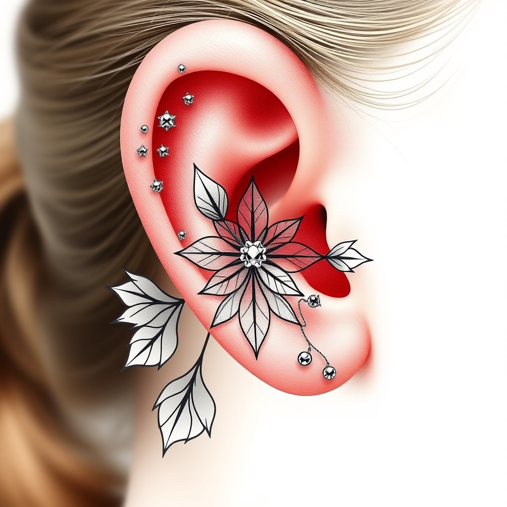 AI piercing generator result - Tiny Dainty Earlobe Piercing - ear style ear piercings piercing