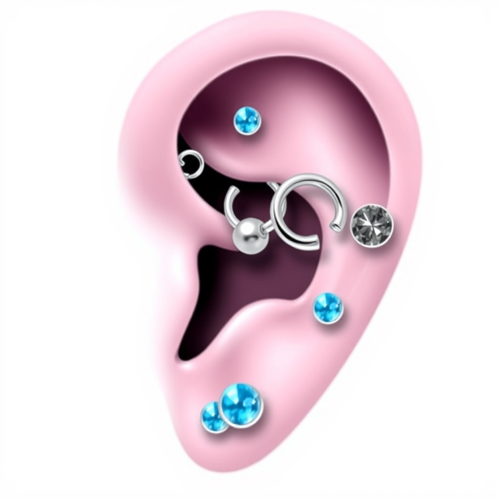 AI generated ear piercing design - Tiny Daisy Fresh Flower - free piercing generator result