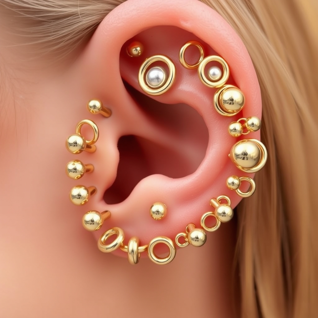 Related ear jewelry piercing design - Earlobe Floral Accent - AI generated piercing idea