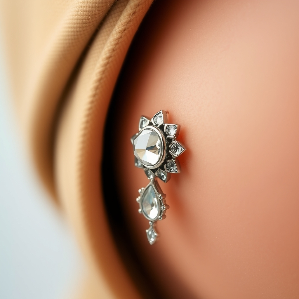 Virtual navel piercing try-on - Simple Serenity Spiral - online piercing simulator