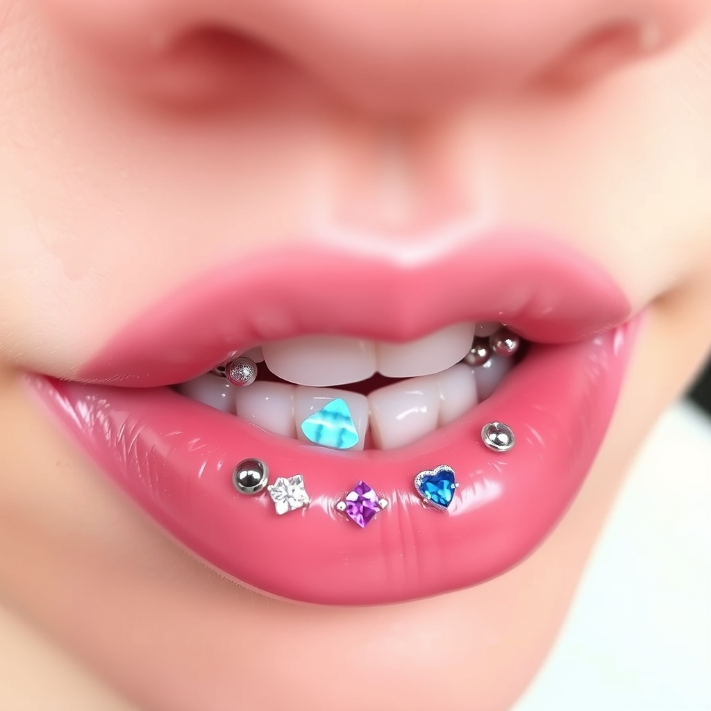 AI piercing generator result - Lip Line Accent Piercing Design - lip style body modification piercing