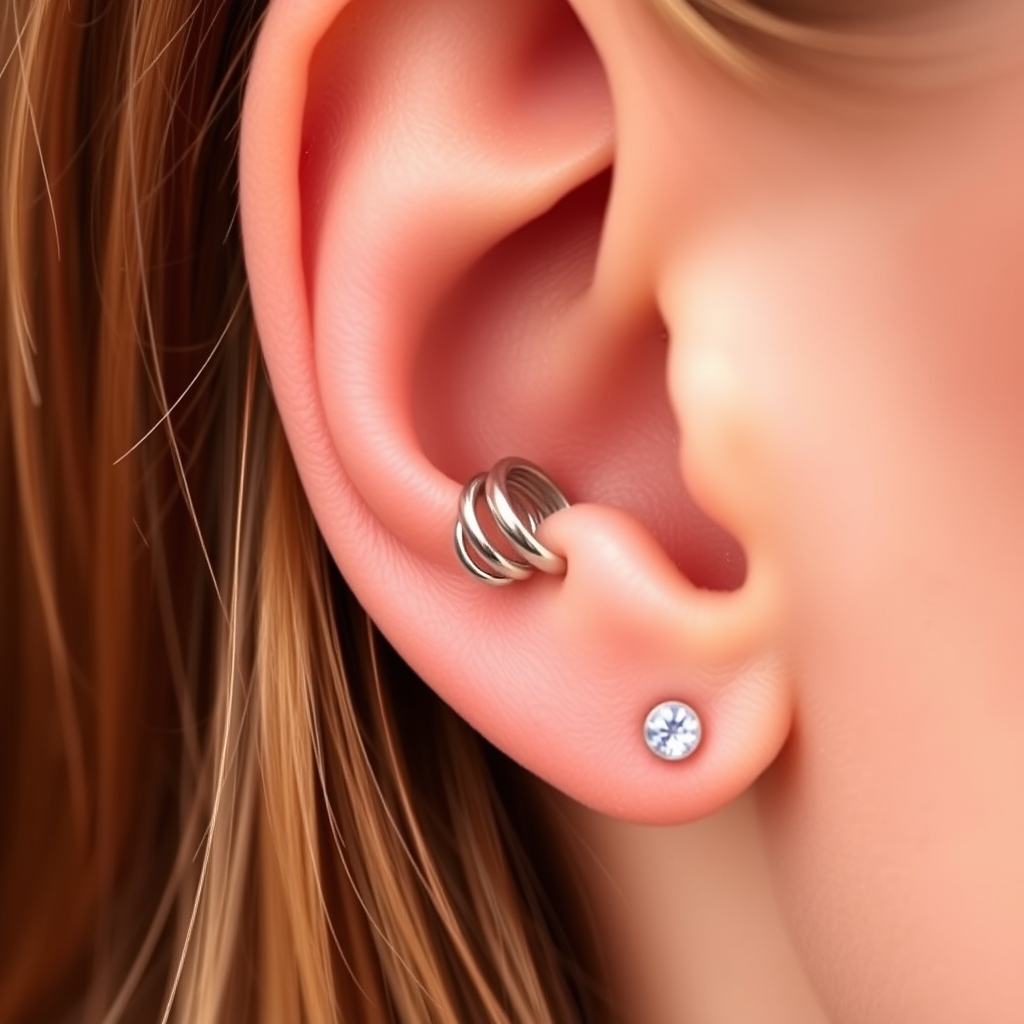 AI generated ear piercing design - Tiny Dainty Floral Spiral - free piercing generator result