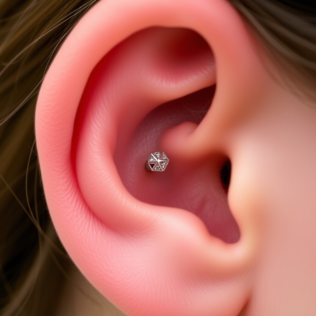 Related body jewelry piercing design - Sleek Tribal Cheek Piercing Design - AI generated piercing idea