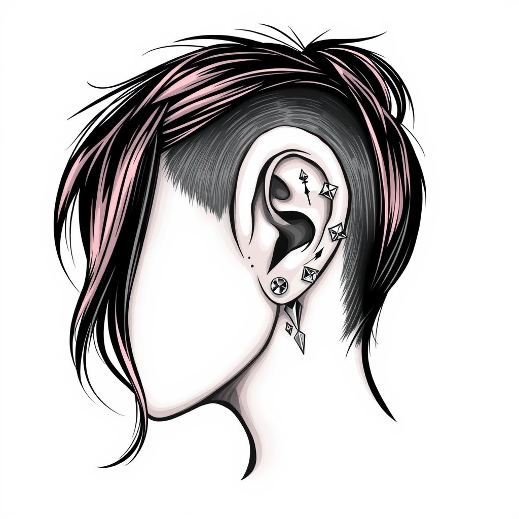 Related body jewelry piercing design - Dainty Floral Filigree Ear Piercing - AI generated piercing idea