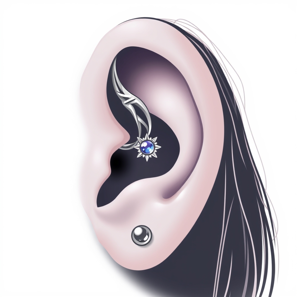 Related body jewelry piercing design - Simple Spiral Ear Cuff - AI generated piercing idea