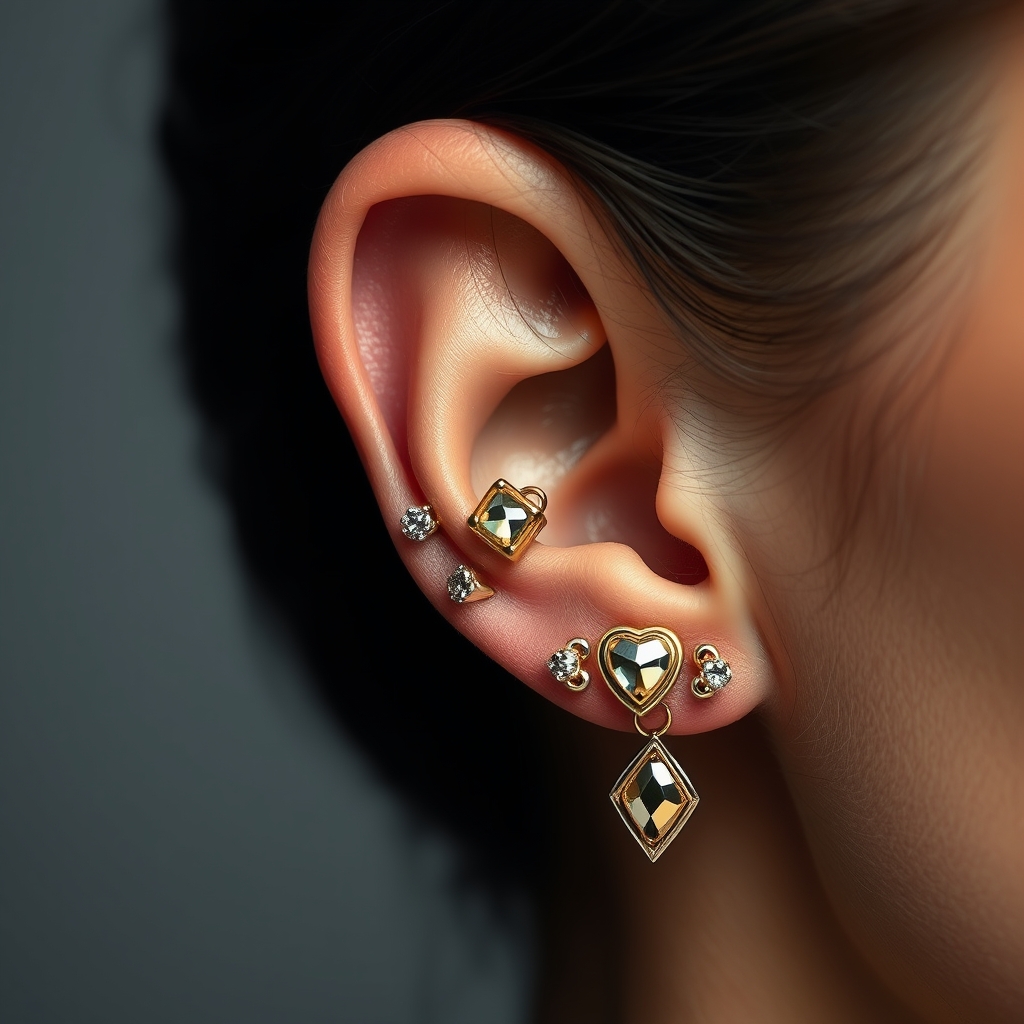 AI generated fashion design - Delicate Floral Ear Accent - free piercing generator result