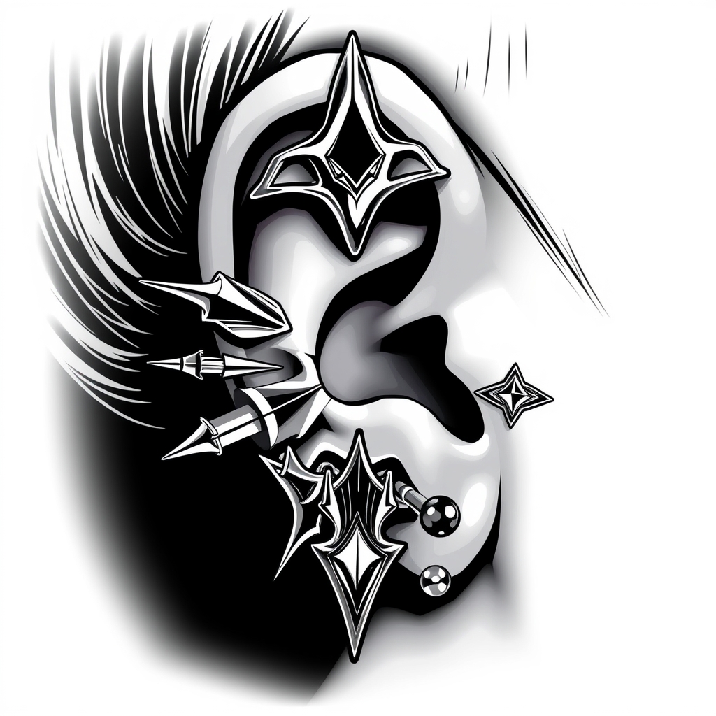 Related industrial piercing piercing design - Industrial Edge - AI generated piercing idea
