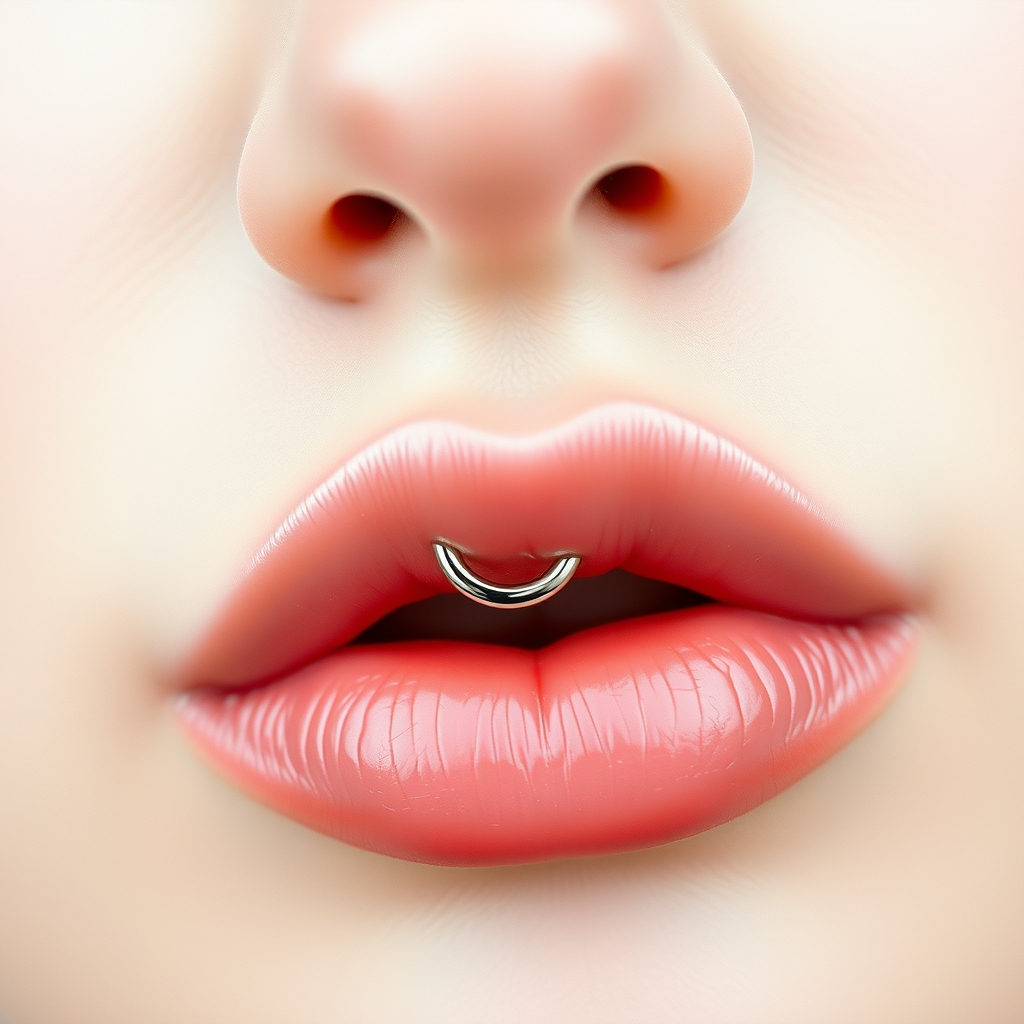 Related piercing piercing design - Whispering Waves Lip Piercing - AI generated piercing idea