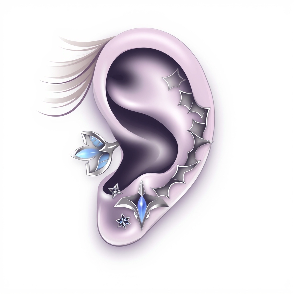 AI generated ear piercing design - Delicate Dangle Ear Piercing Design - free piercing generator result