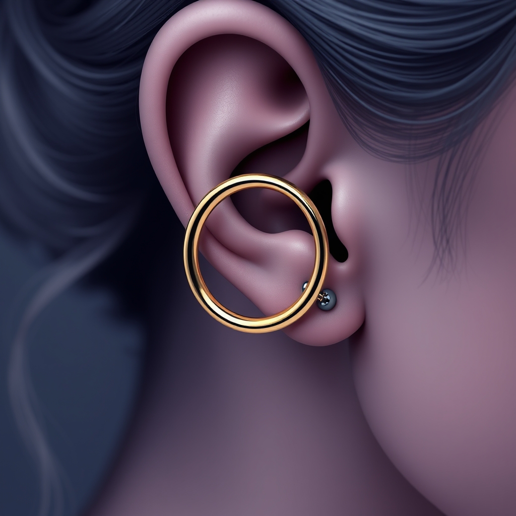 AI piercing generator result - Simple Circle with Small Gemstone - ear style body jewelry piercing