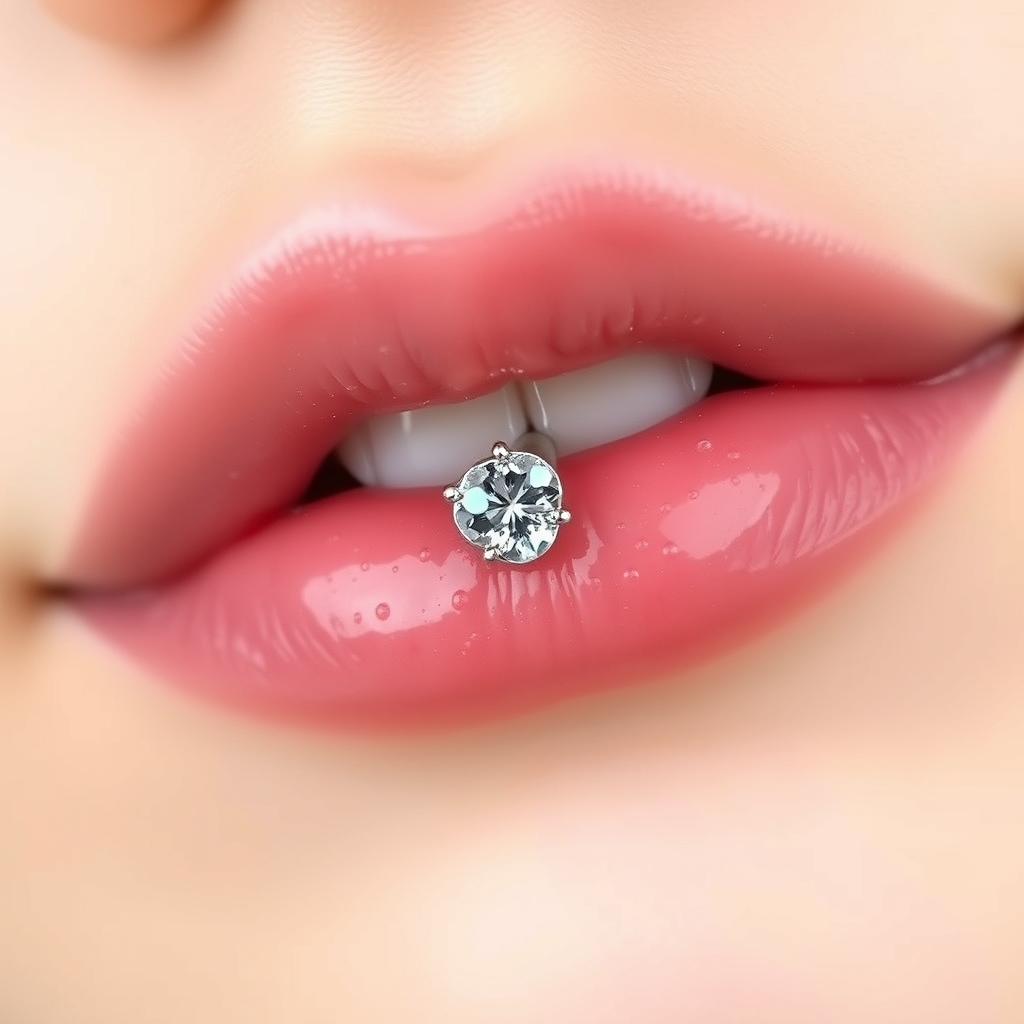 Related body jewelry piercing design - Whispering Waves Lip Curve - AI generated piercing idea