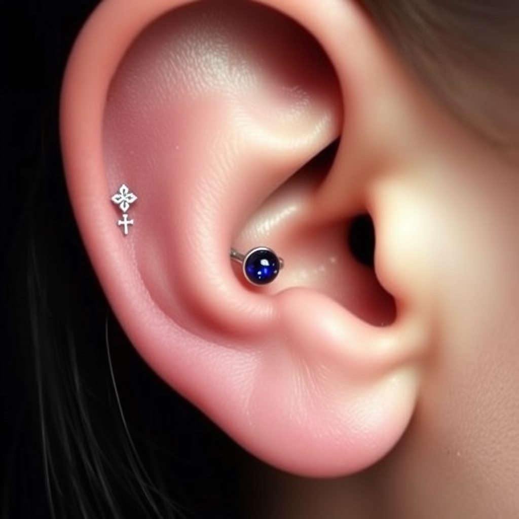 Related body modification piercing design - Elegant Earlobe Curve - AI generated piercing idea