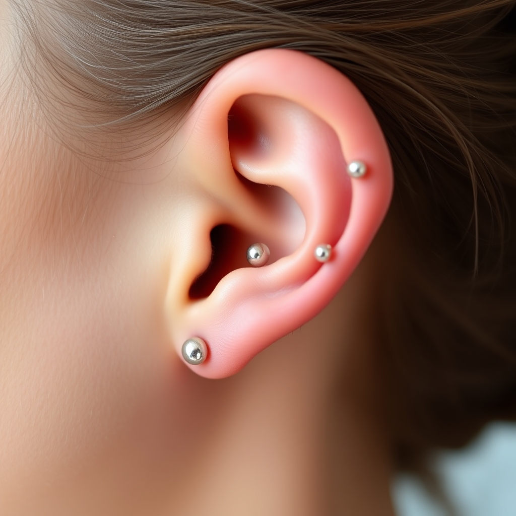 AI piercing generator result - Ear Cuff Delicate Floral Design - ear style jewelry piercing