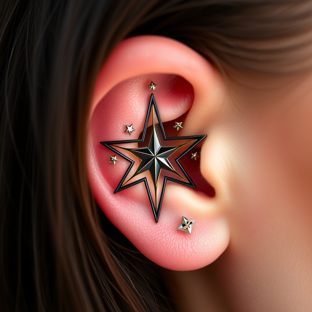 AI generated star design - Celestial Starlight Ear Piercing Design - free piercing generator result