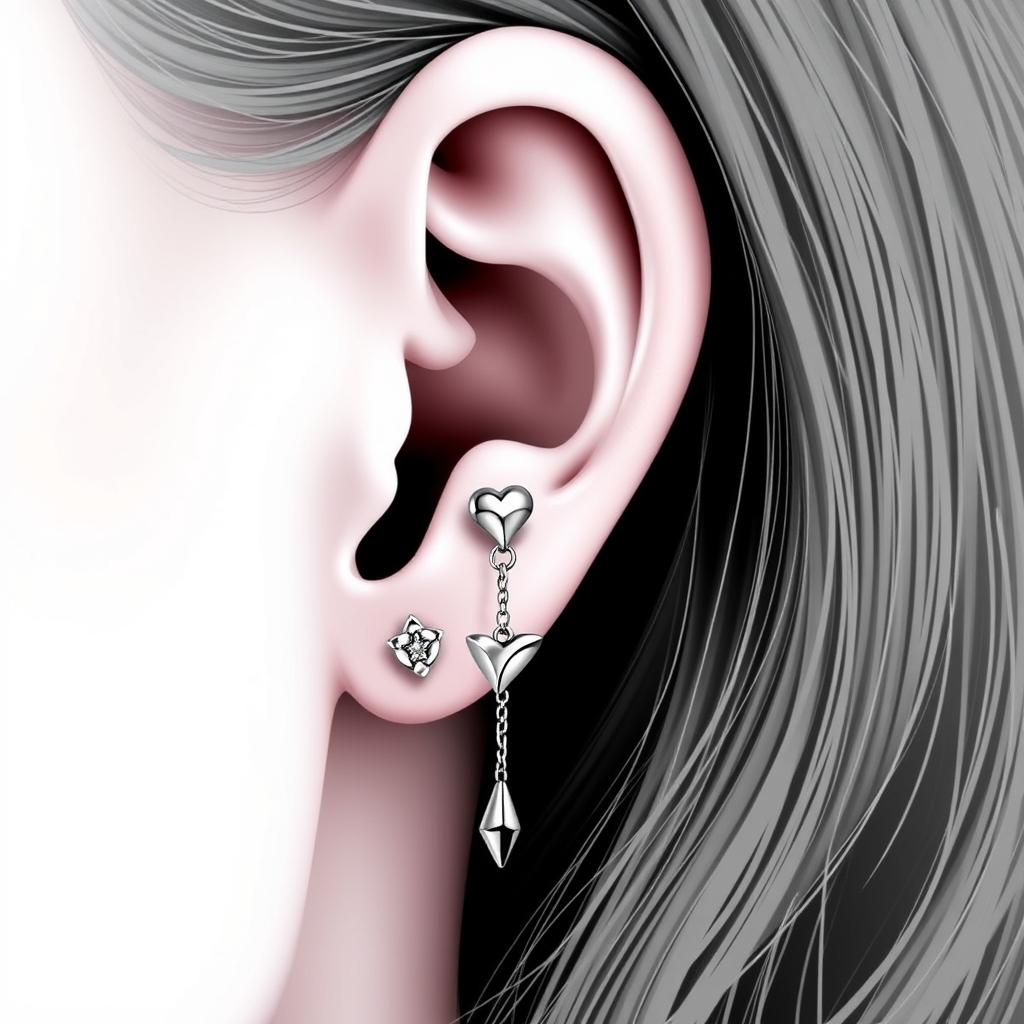 Related body jewelry piercing design - Tribal Fusion Ear Cuff - AI generated piercing idea