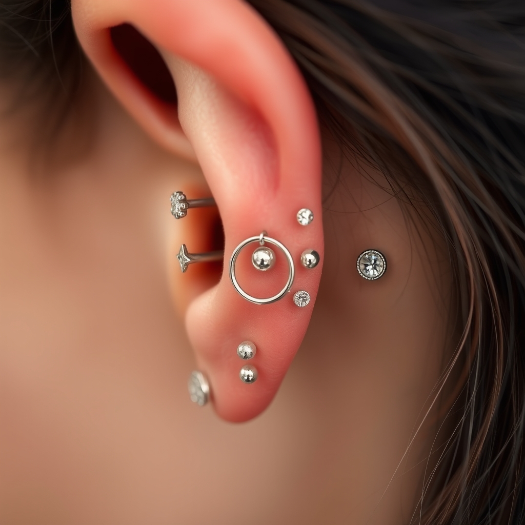 AI generated places design - Earlobe Diamond Accent - free piercing generator result