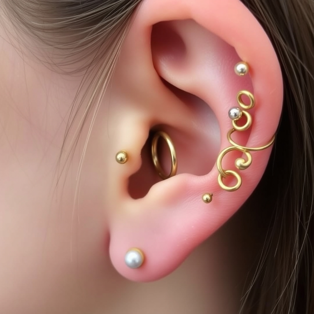 AI generated ear piercing design - Earlobe Floral Accent - free piercing generator result