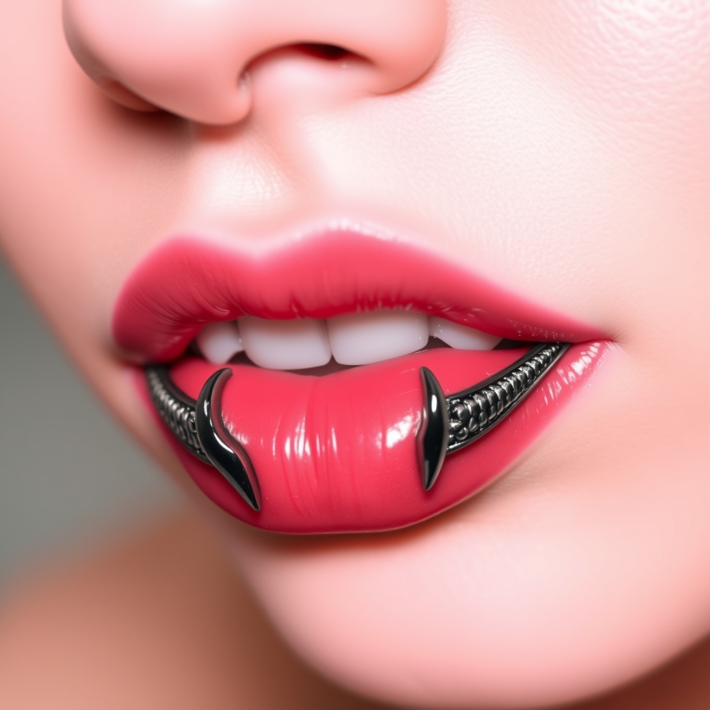 Related body jewelry piercing design - Lip Ring Accents - AI generated piercing idea