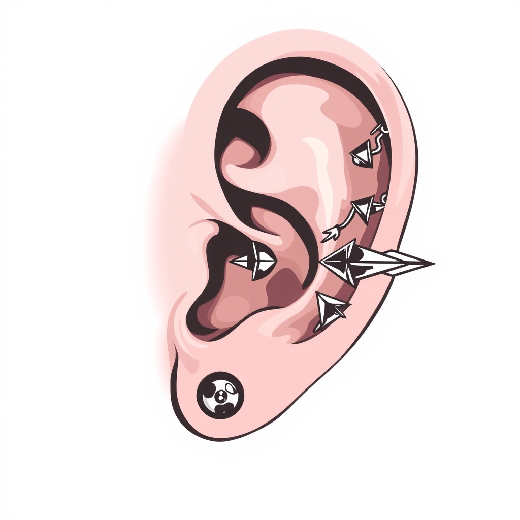 AI generated piercing design - Elegant Scrollwork Ear Cuff Piercing Design - free piercing generator result