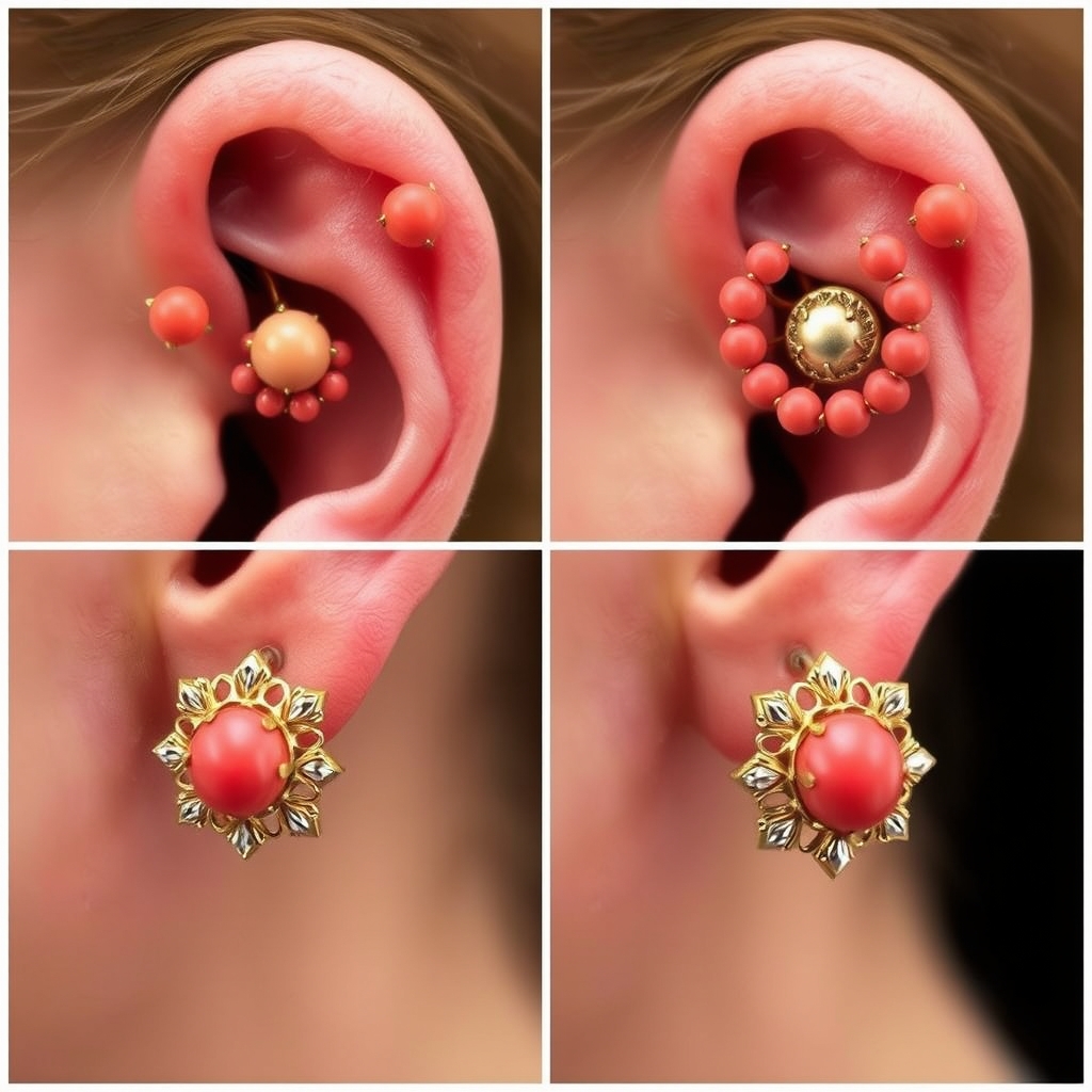 Related ear piercings piercing design - Delicate Dainty Ear Stud Design - AI generated piercing idea