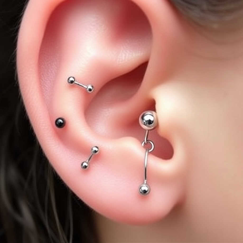 AI generated ear piercing design - Simple Dainty Ear Stud - free piercing generator result