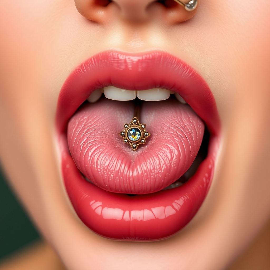 Related jewelry piercing design - Tongue Stud With Dainty Diamond Accent - AI generated piercing idea