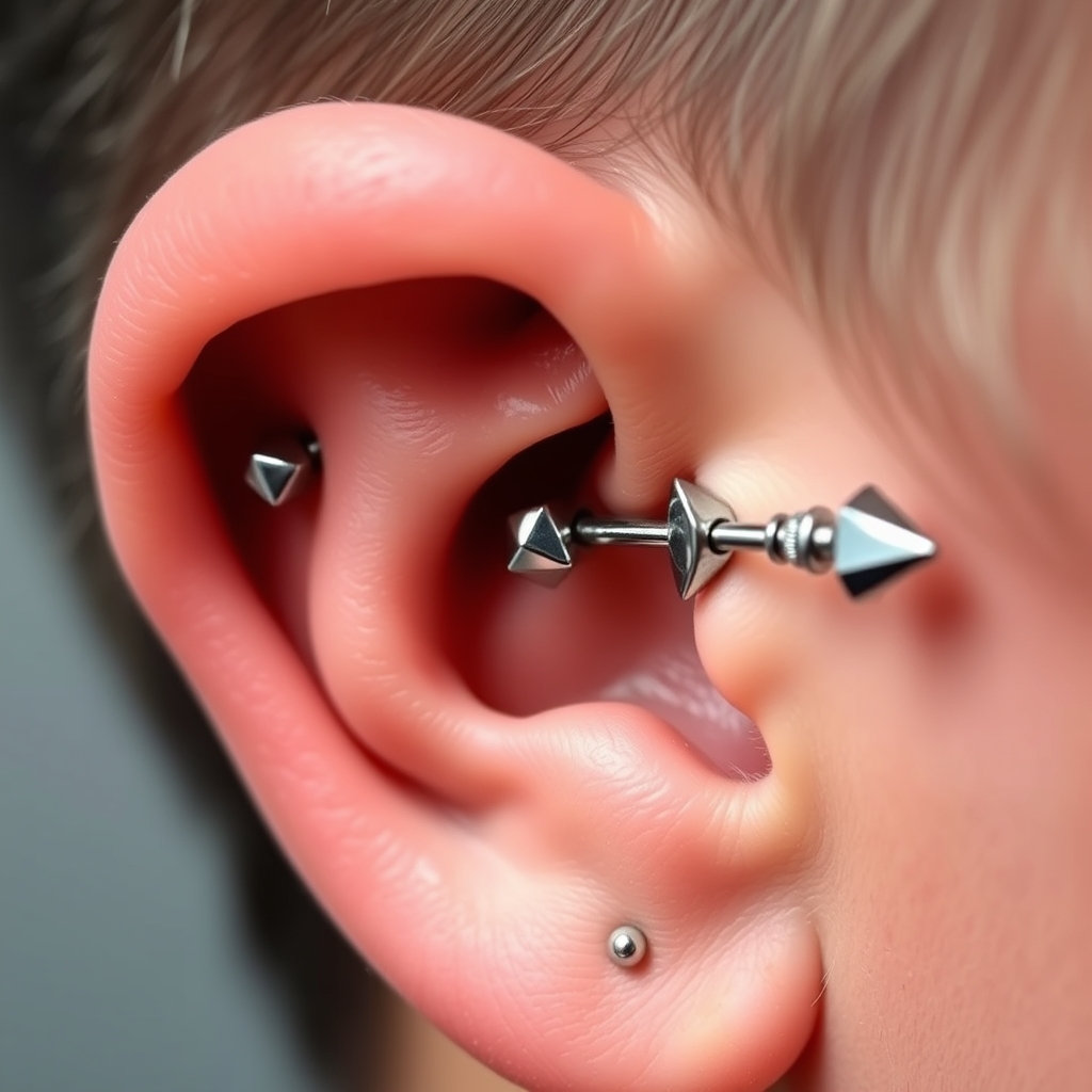 Related industrial piercing piercing design - Industrial Chic Ear Piercing - AI generated piercing idea