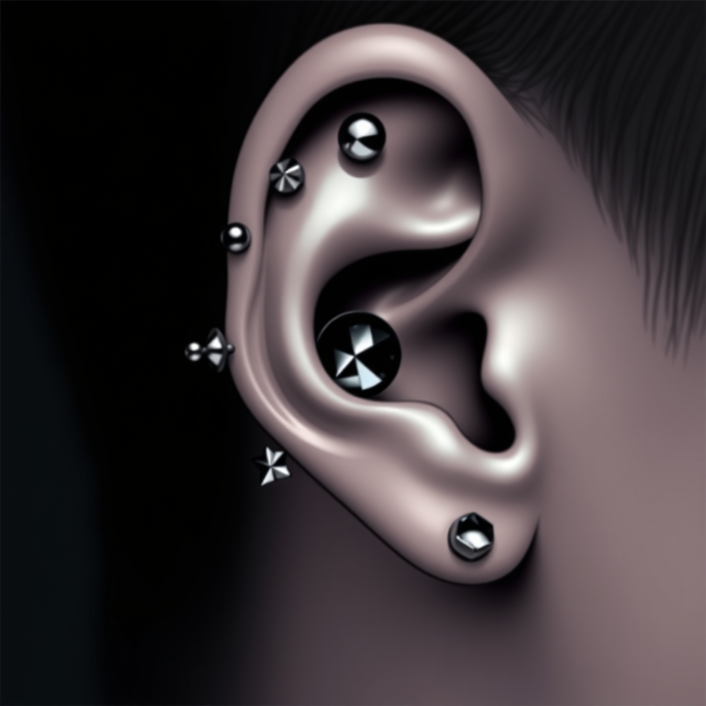 AI generated industrial design - Industrial Chic Ear Piercing - free piercing generator result