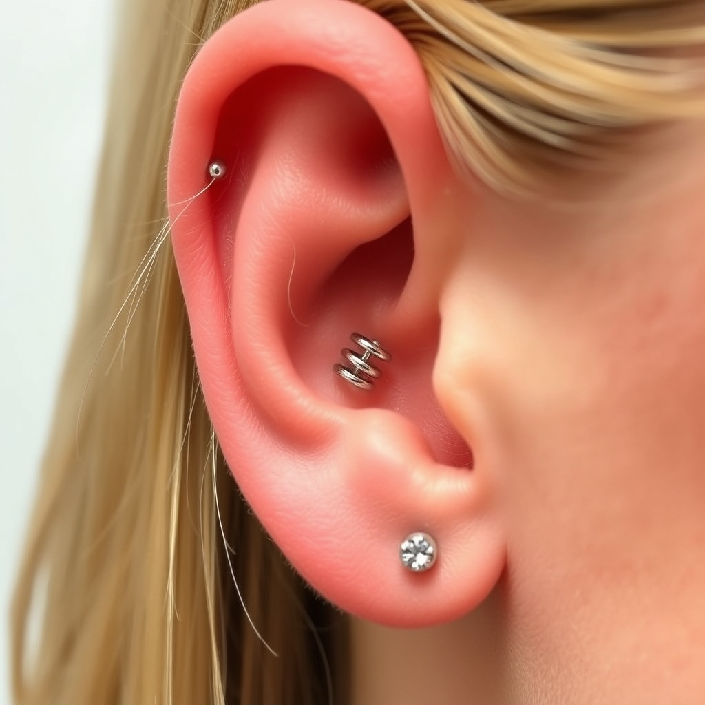 AI generated ear piercing design - Elegant Linear Line Ear Piercing Design - free piercing generator result