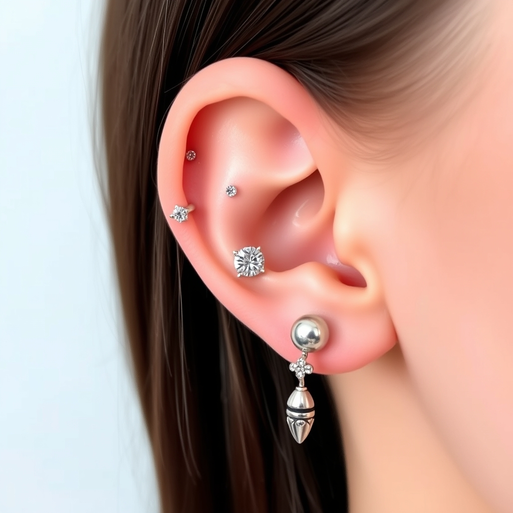 Related ear piercing piercing design - Tiny Treble Tapered Ear Piercing - AI generated piercing idea