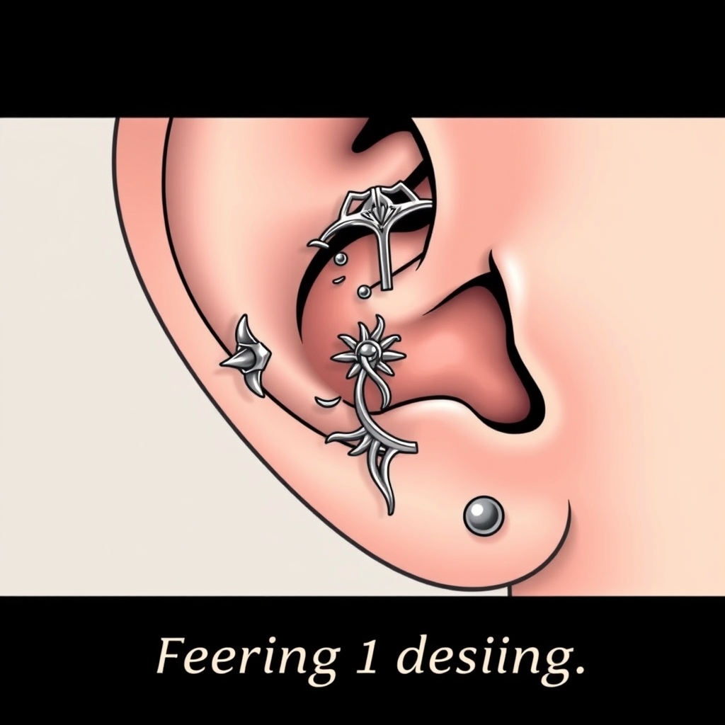 Related ear piercings piercing design - Tiny Dainty Ear Cuff Design - AI generated piercing idea
