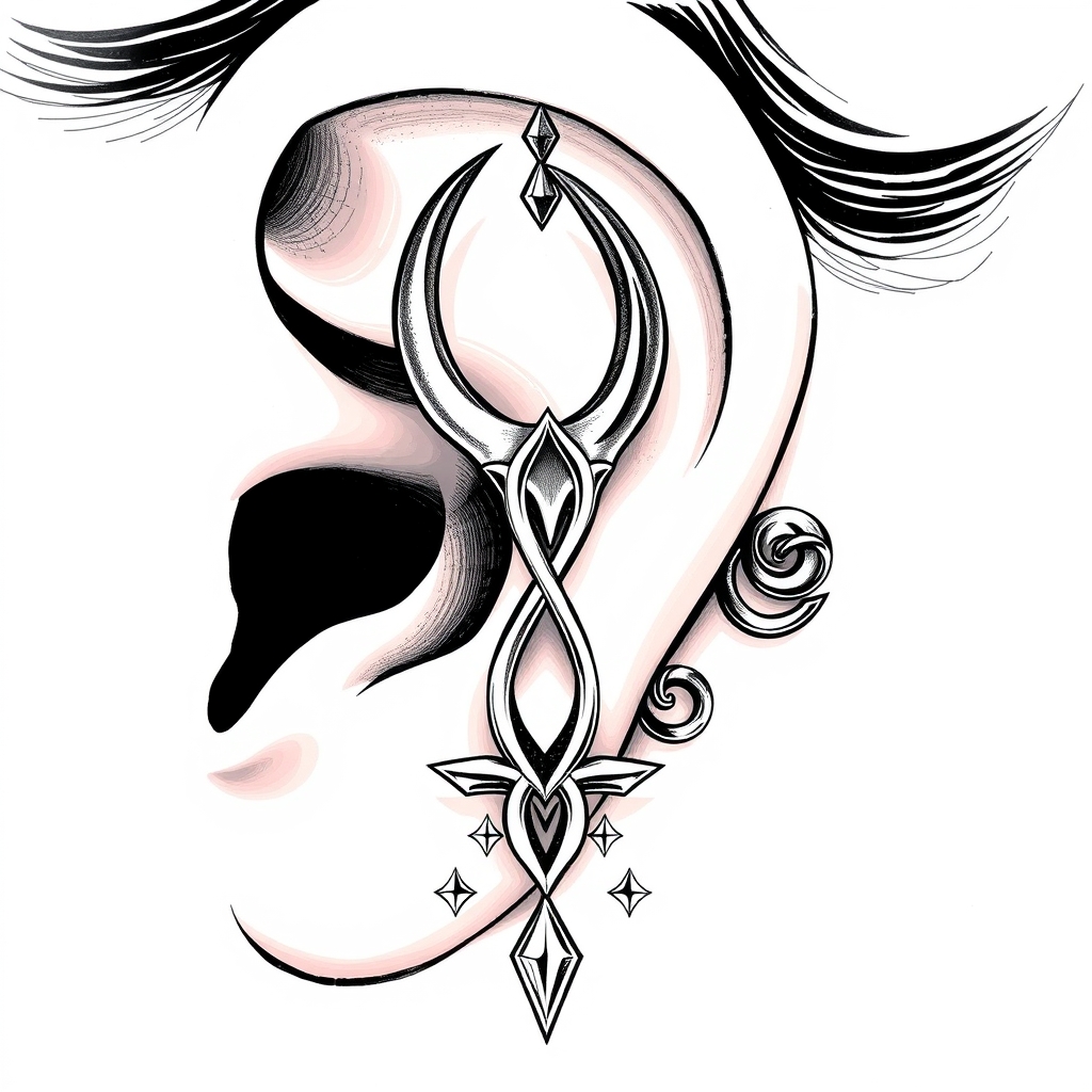 Related body jewelry piercing design - Delicate Floral Woven Ear Cuff - AI generated piercing idea