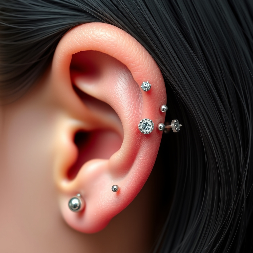 AI generated ear piercing design - Delicate Floral Vine Ear Piercing Design - free piercing generator result