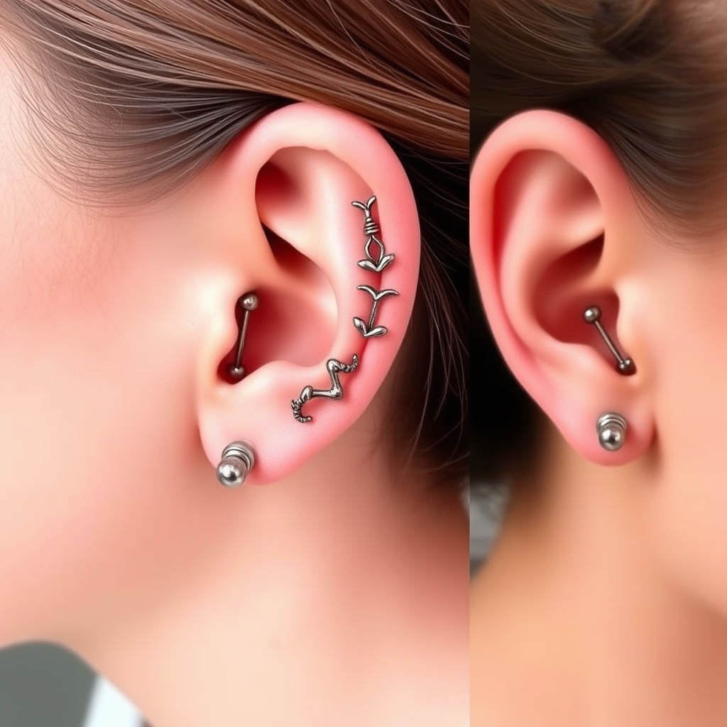 Related body modification piercing design - Delicate Floral Helix Piercing - AI generated piercing idea