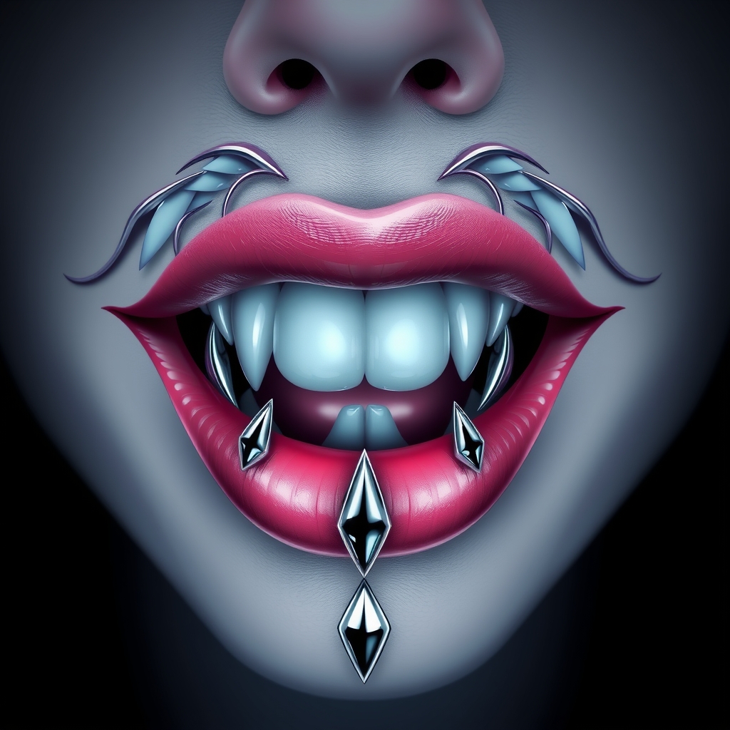 Related body modifications piercing design - Lip Line Accent Piercing Design - AI generated piercing idea