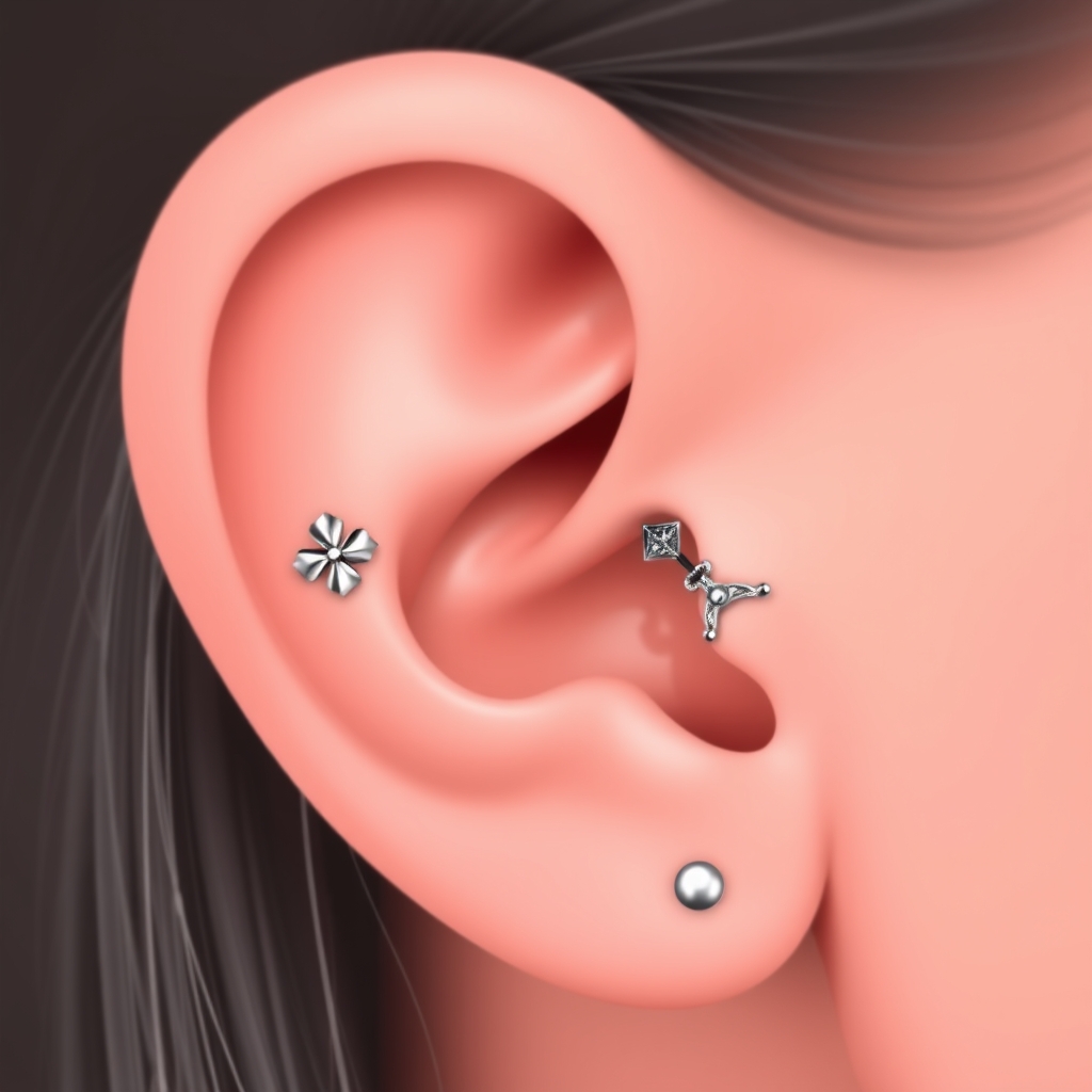 Related ear piercings piercing design - Minimalist Twist of Simple Silver - AI generated piercing idea