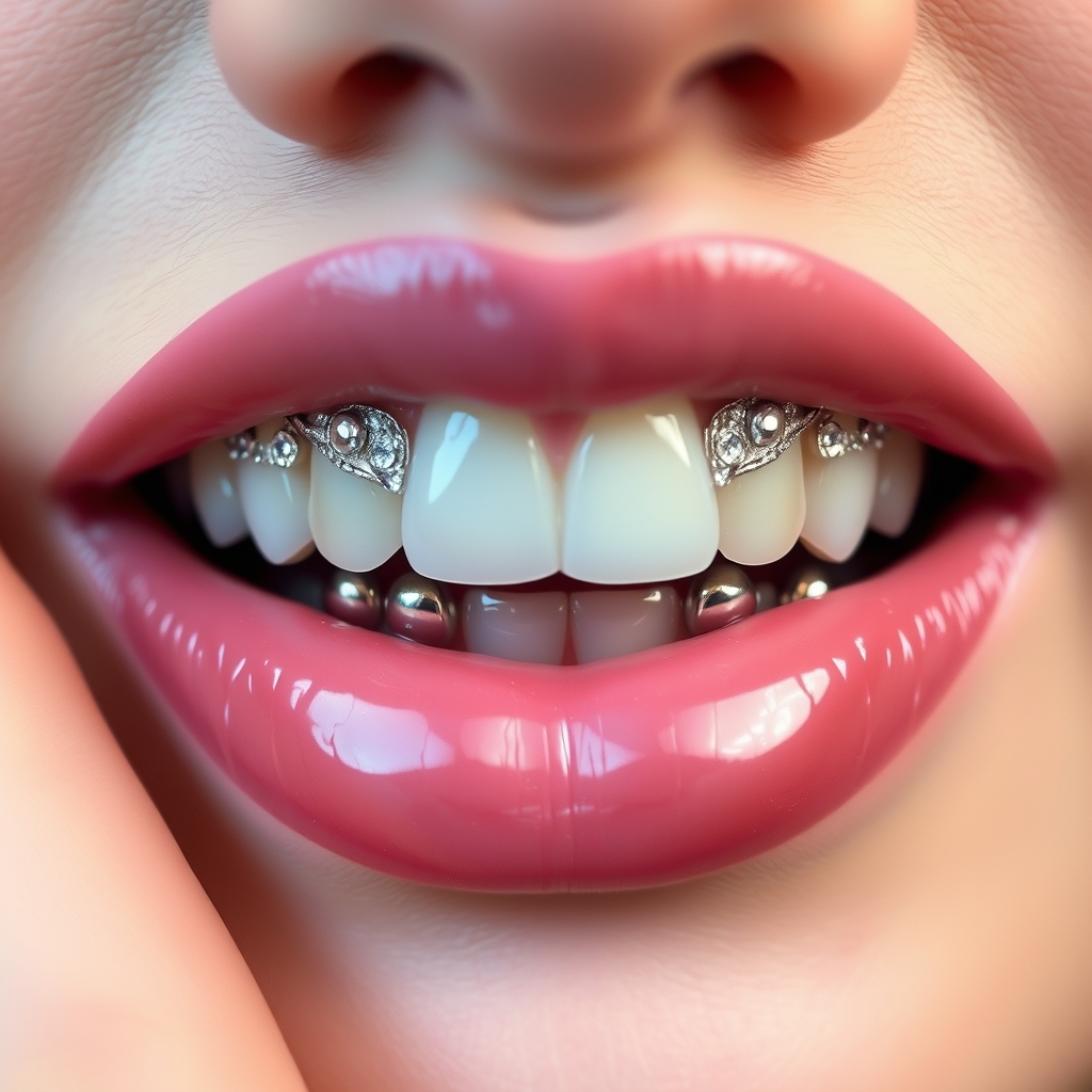 AI piercing generator result - Lip Artistry Dotwork Computer Design - lip style computers piercing