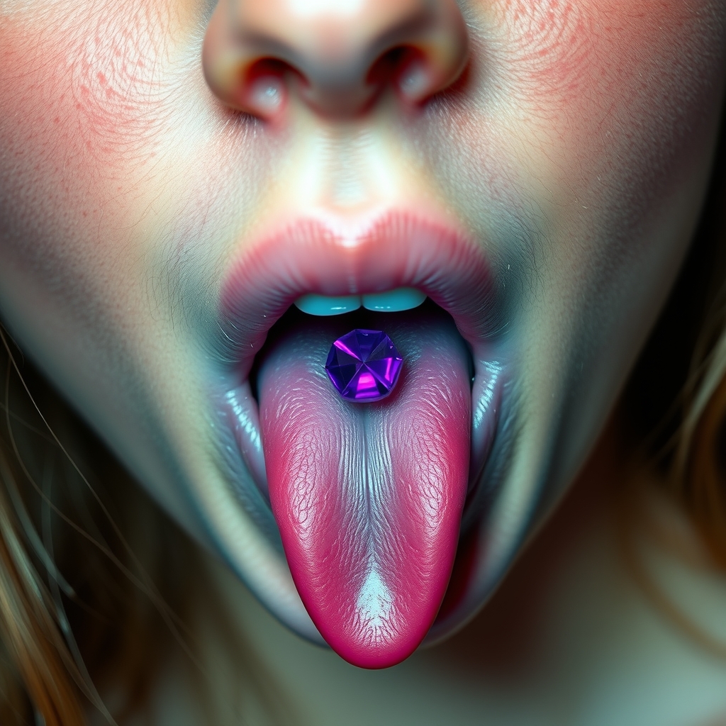 AI piercing generator result - Tongue Web of Steel - tongue style body modification piercing