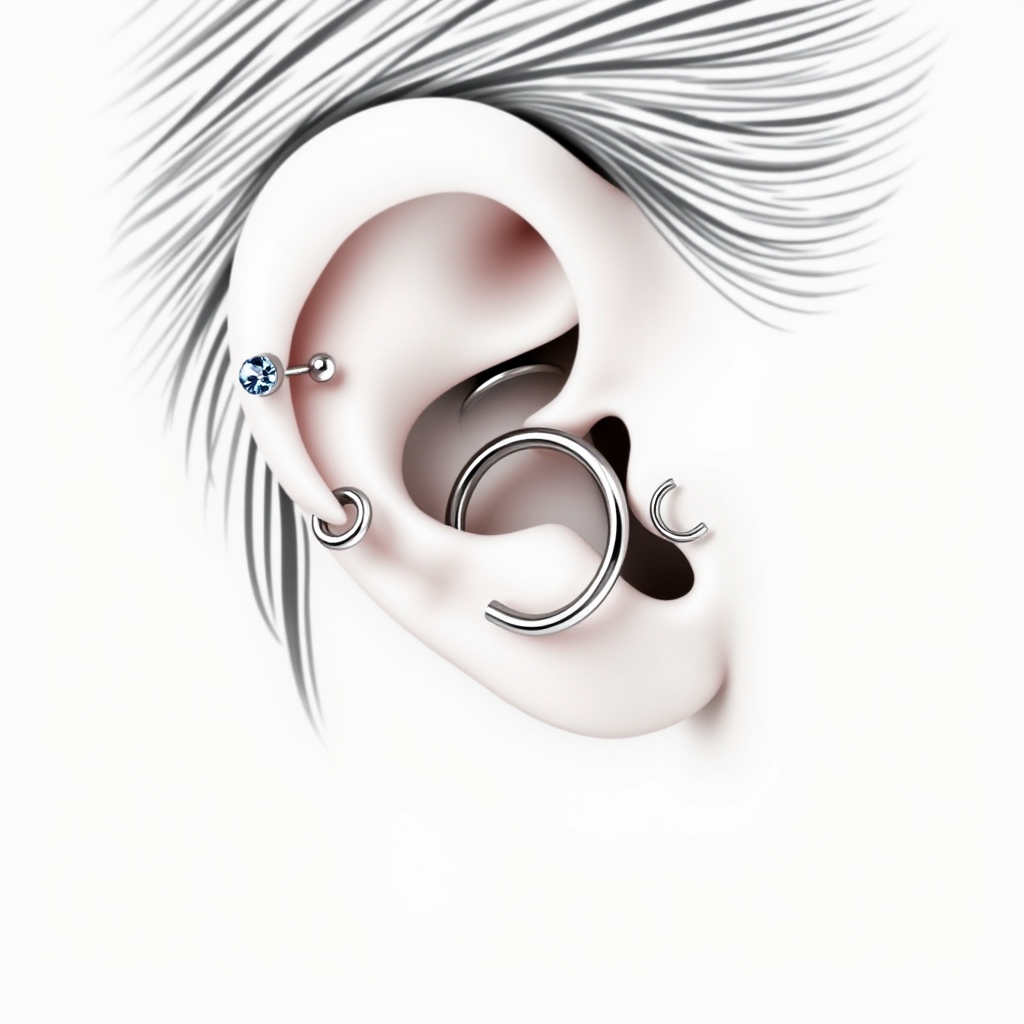 AI piercing generator result - Delicate Floral Helix Piercing - ear style body jewelry piercing