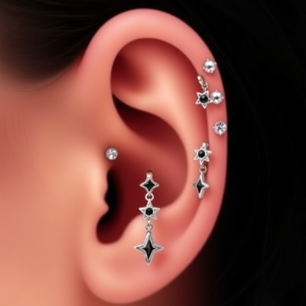Related body jewelry piercing design - Simple Spiral Orbital - AI generated piercing idea