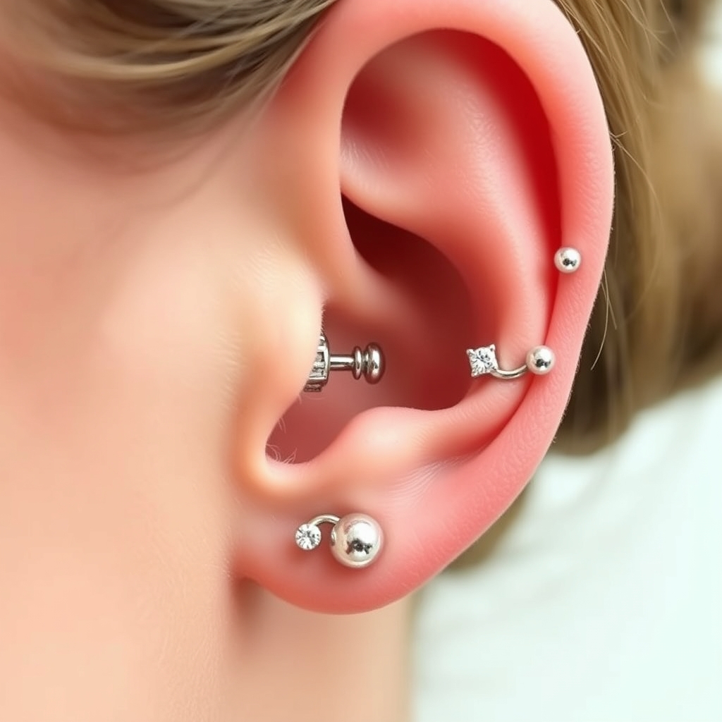 Related ear piercings piercing design - Elegant Dainty Earlobe Piercing Design - AI generated piercing idea