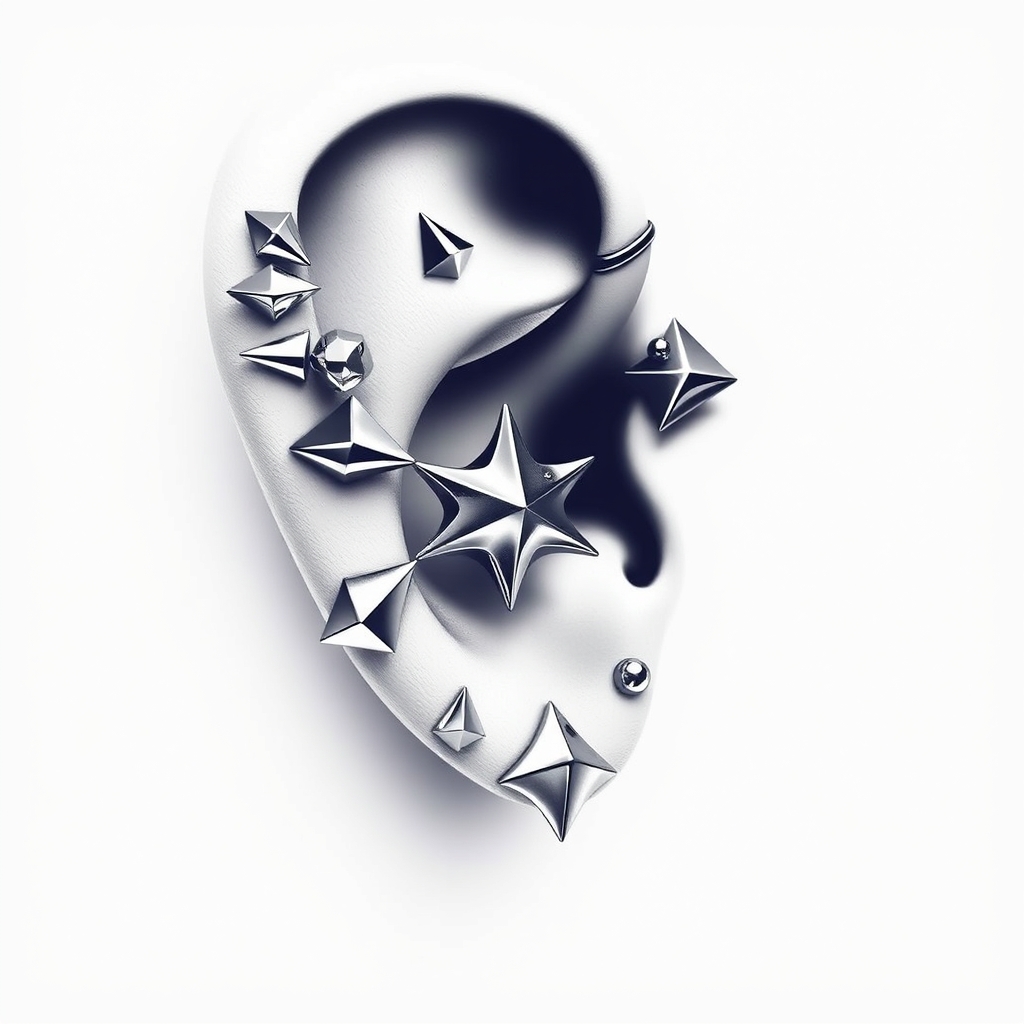Virtual ear piercing try-on - Industrial Edge Piercing - online piercing simulator