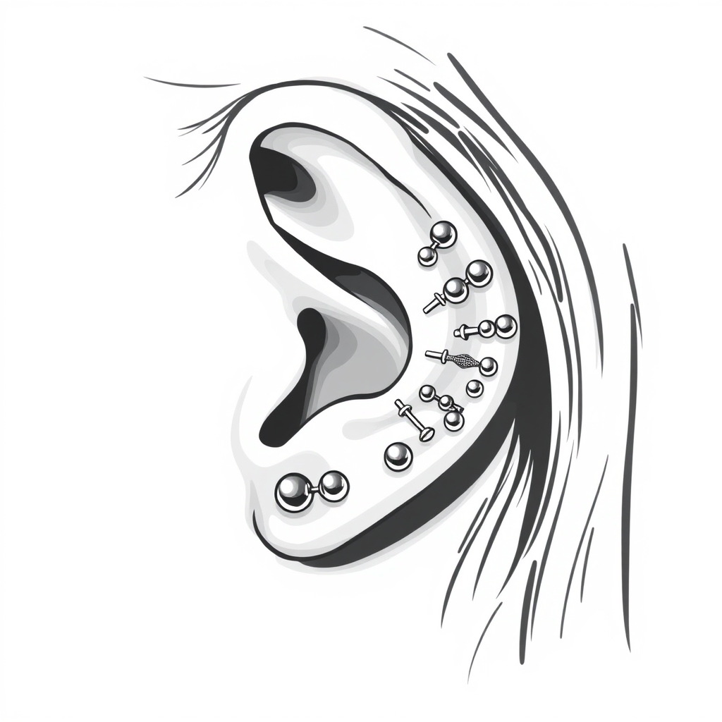Related ear piercings piercing design - Tiny Daisy Dot Ear Piercing - AI generated piercing idea