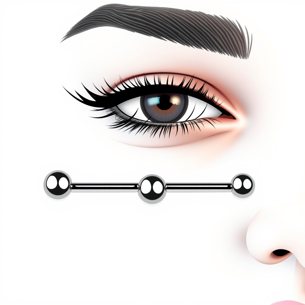 Related body jewelry piercing design - Arched Brow Barbell Piercing Design - AI generated piercing idea