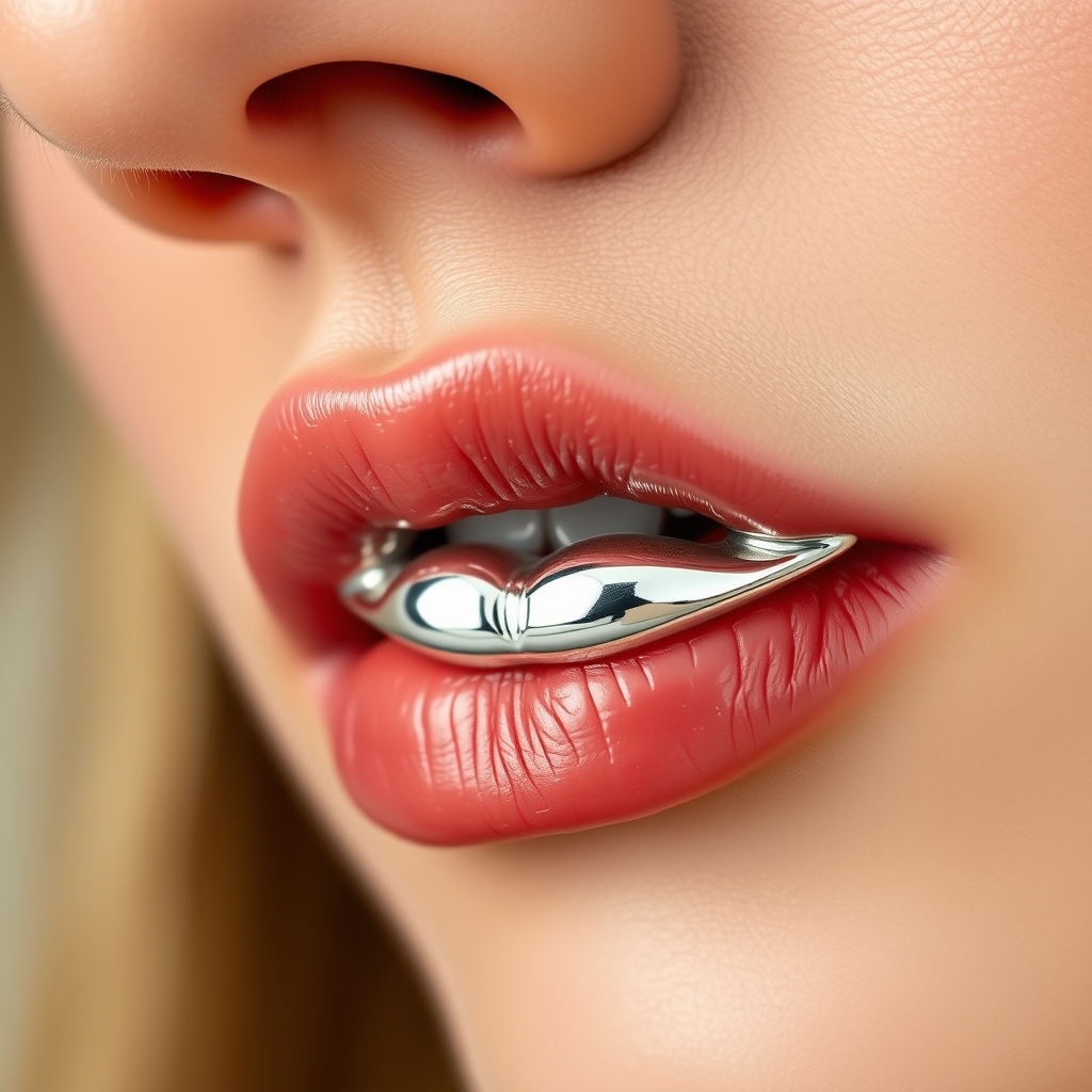 AI piercing generator result - Lip Bling Accent - lip style jewelry piercing