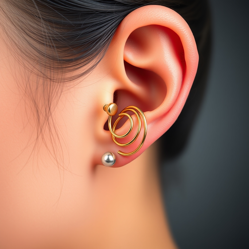 Related piercings piercing design - Tiny Starlight Sparkle Ear Cuff - AI generated piercing idea