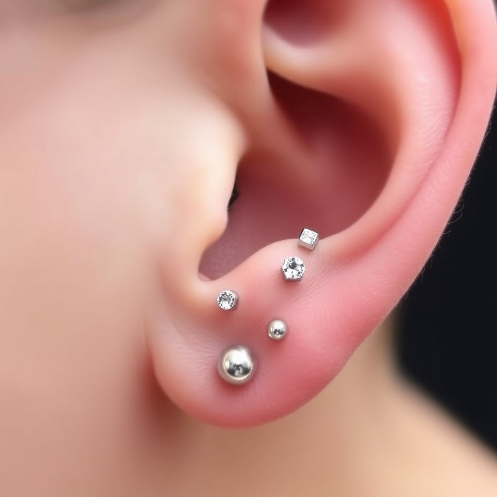 Virtual ear piercing try-on - Tiny Starlight Dangle - online piercing simulator