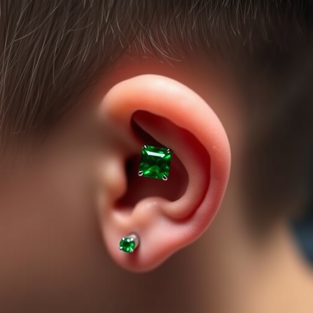 Virtual ear piercing try-on - Elegant Twist Earlobe Piercing Design - online piercing simulator