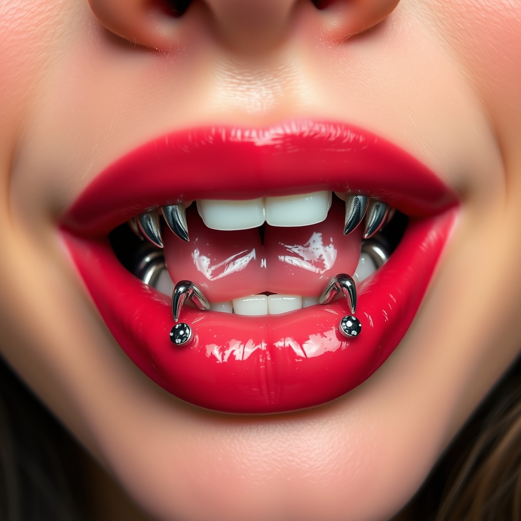 Related body modification piercing design - Lobe Curve Lip Piercing - AI generated piercing idea
